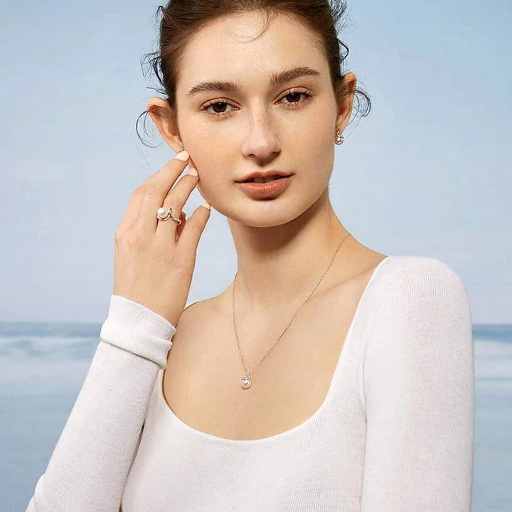 WAVES COLLECTION Akoya Pearl 18K White Gold Classic Wave Diamonds Necklace WAVES COLLECTION Akoya Pearl 18K White Gold Classic Wave Diamonds Necklace THE WAVES COLLECTION
