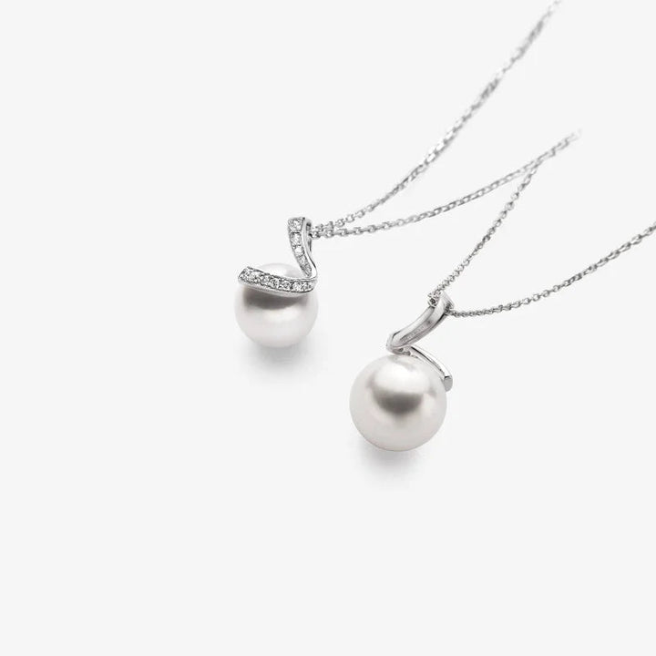 WAVES COLLECTION Akoya Pearl 18K White Gold Classic Wave Diamonds Necklace WAVES COLLECTION Akoya Pearl 18K White Gold Classic Wave Diamonds Necklace THE WAVES COLLECTION