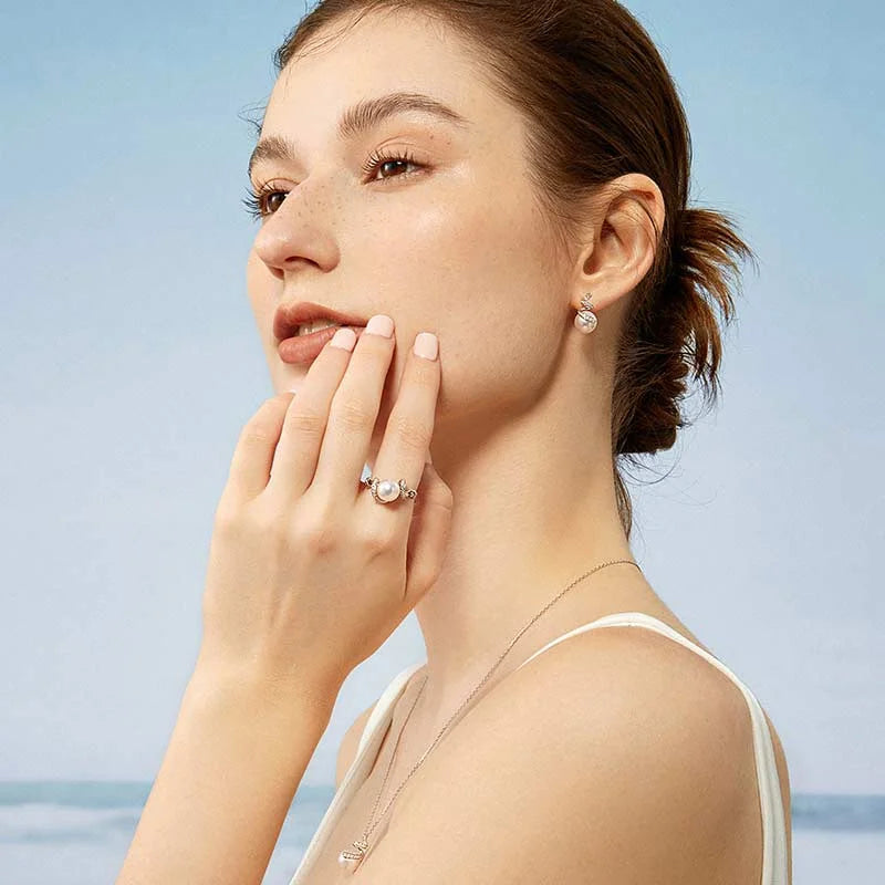 Akoya Pearl 18K White Gold Diamonds Ring - HELAS Jewelry