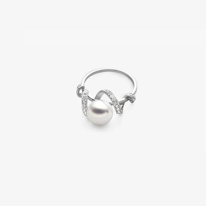 WAVES COLLECTION Akoya Pearl 18K White Gold Diamonds Ring WAVES COLLECTION Akoya Pearl 18K White Gold Diamonds Ring THE WAVES COLLECTION