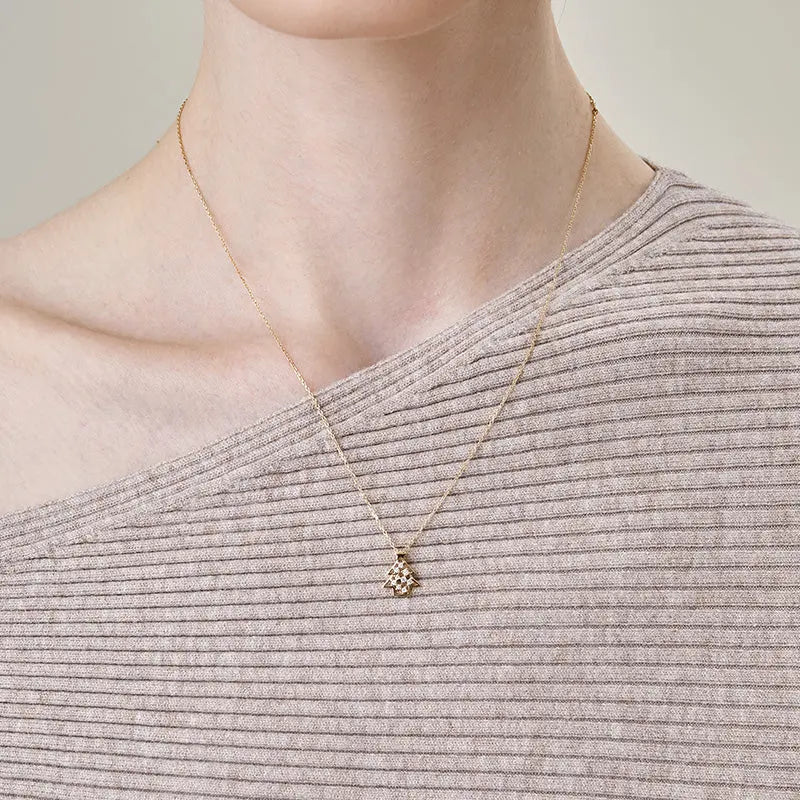 WISH COLLECTION 18K Gold Christmas Tree Diamond Necklace - HELAS Jewelry