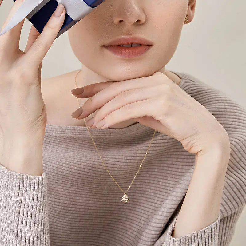 18K Gold Christmas Tree Diamond Necklace