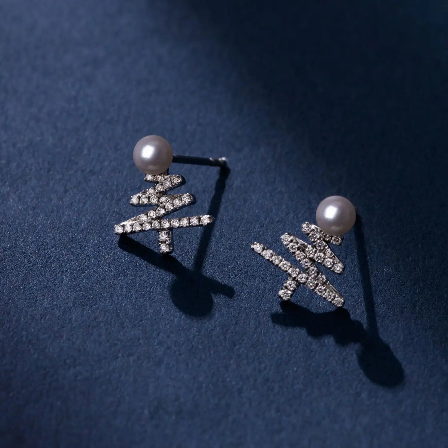 Akoya Pearl 18k White Gold Christmas Tree Earrings