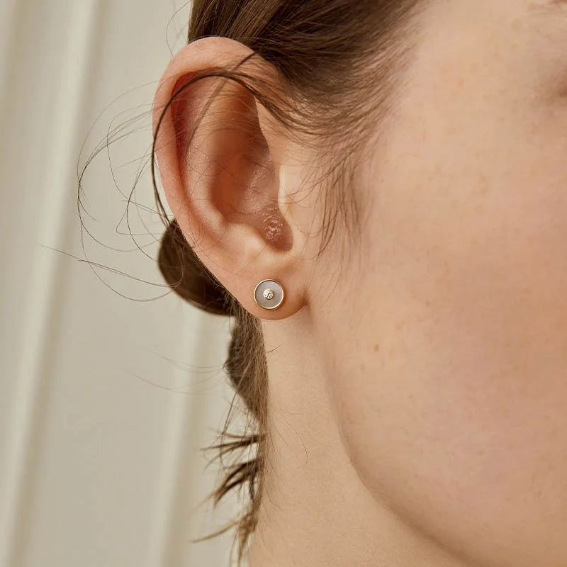 WISHING COIN COLLECTION Mother-of-Pearl 18K Gold Diamond Earrings WISHING COIN COLLECTION Mother-of-Pearl 18K Gold Diamond Earrings WISHING COIN COLLECTION