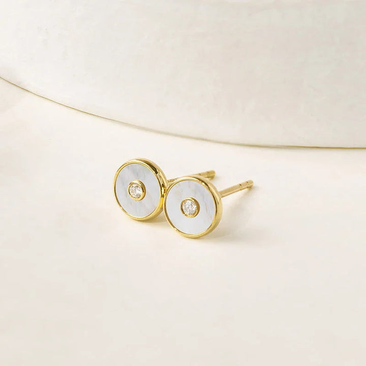 WISHING COIN COLLECTION Mother-of-Pearl 18K Gold Diamond Earrings WISHING COIN COLLECTION Mother-of-Pearl 18K Gold Diamond Earrings WISHING COIN COLLECTION