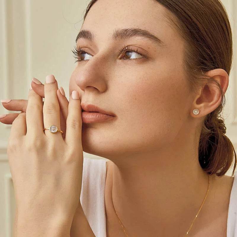 WISHING COIN COLLECTION Mother-of-Pearl 18K Gold Diamond Earrings WISHING COIN COLLECTION Mother-of-Pearl 18K Gold Diamond Earrings WISHING COIN COLLECTION