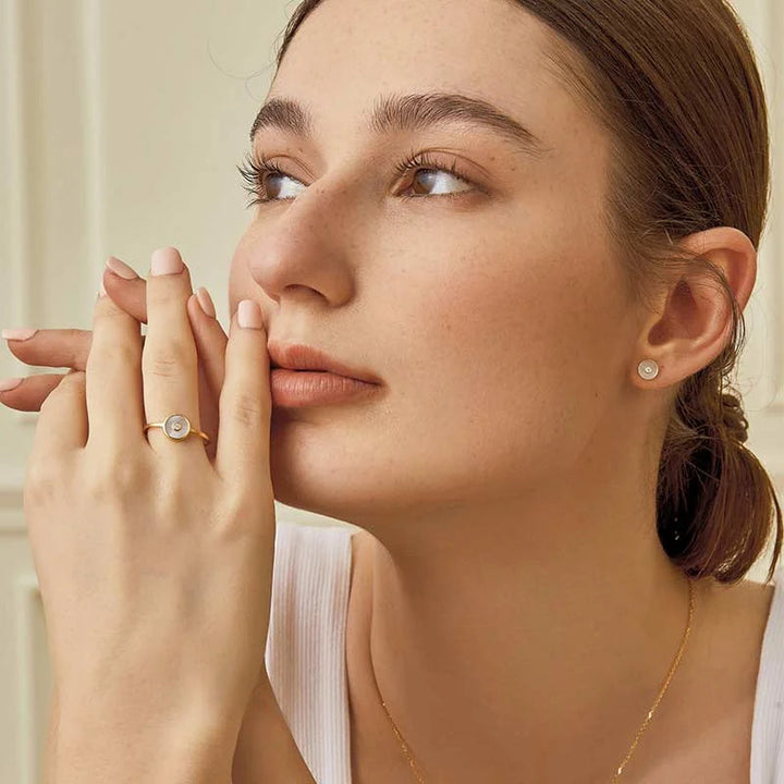 WISHING COIN COLLECTION Mother-of-Pearl 18K Gold Diamond Earrings WISHING COIN COLLECTION Mother-of-Pearl 18K Gold Diamond Earrings WISHING COIN COLLECTION