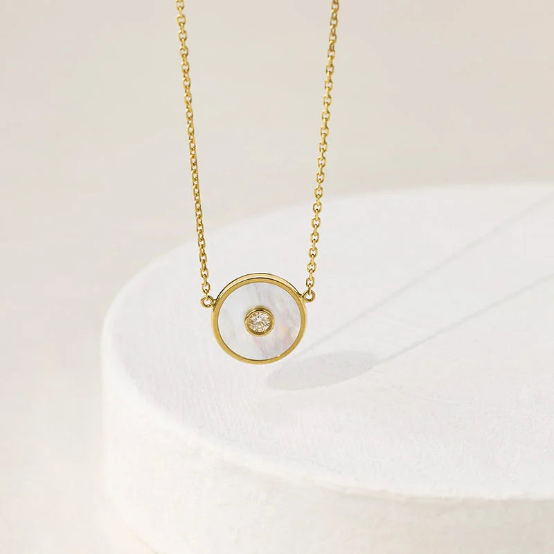 WISHING COIN COLLECTION Mother-of-Pearl 18K Gold Diamond Necklace WISHING COIN COLLECTION Mother-of-Pearl 18K Gold Diamond Necklace WISHING COIN COLLECTION