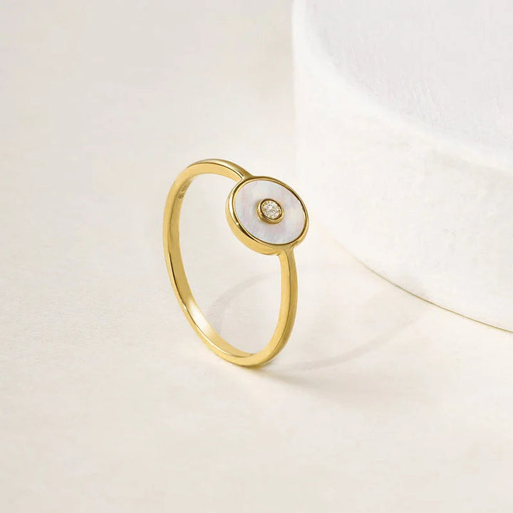 WISHING COIN COLLECTION Mother-of-Pearl 18K Gold Diamond Ring WISHING COIN COLLECTION Mother-of-Pearl 18K Gold Diamond Ring WISHING COIN COLLECTION