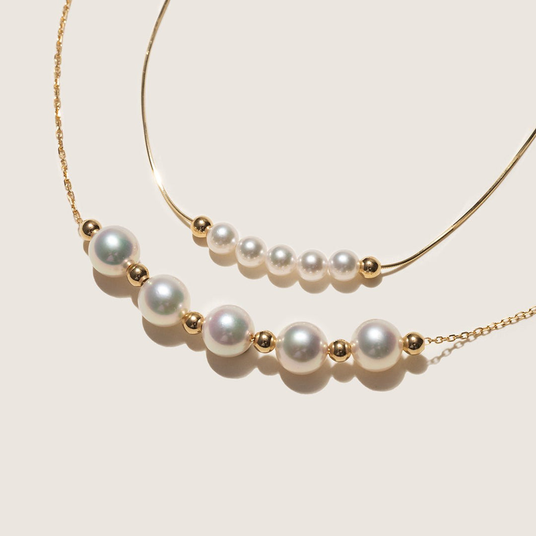 Akoya 18k Yellow Gold Baby's Breath Smile Necklace - HELAS Jewelry