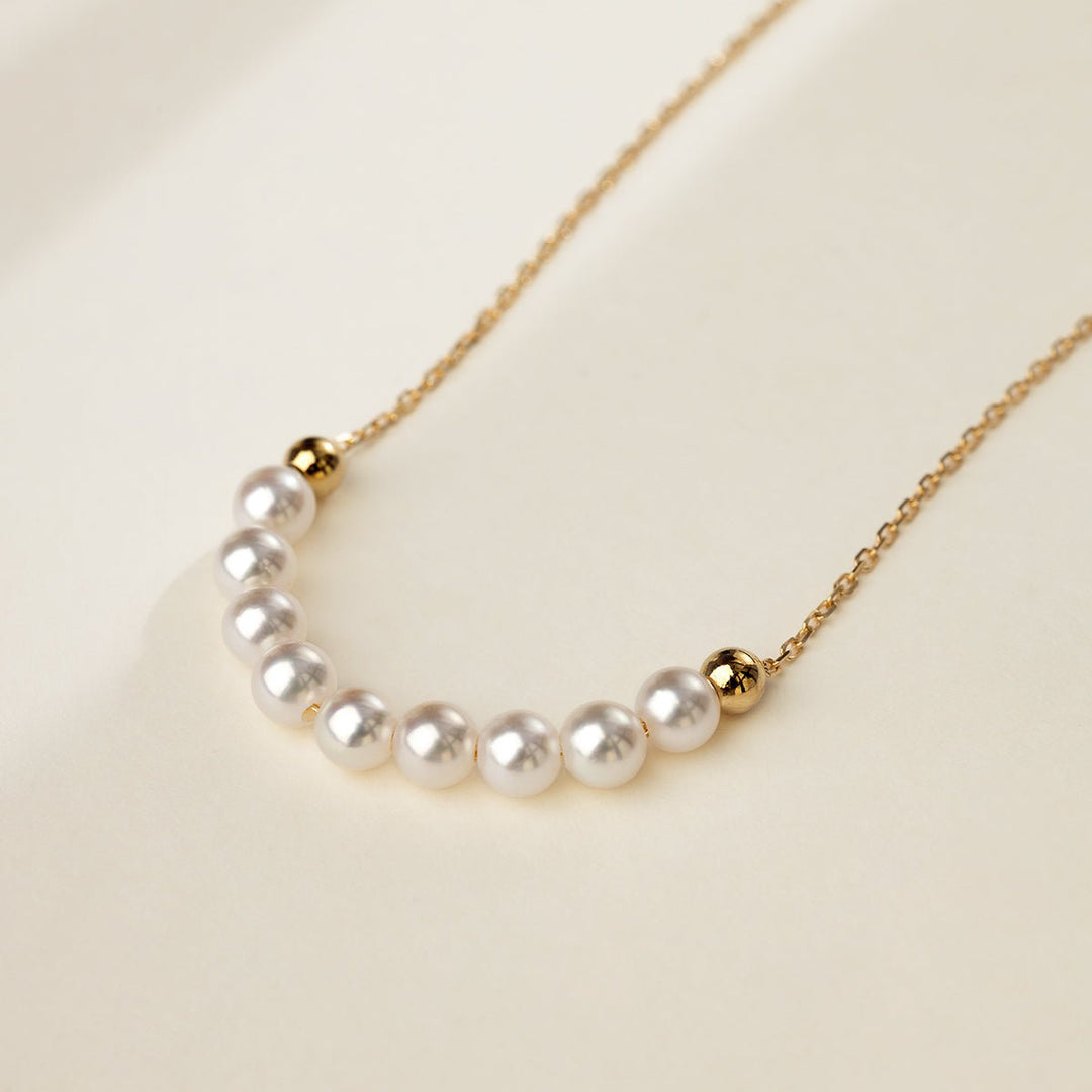 Akoya 18k Yellow Gold Baby's Breath Smile Necklace - HELAS Jewelry