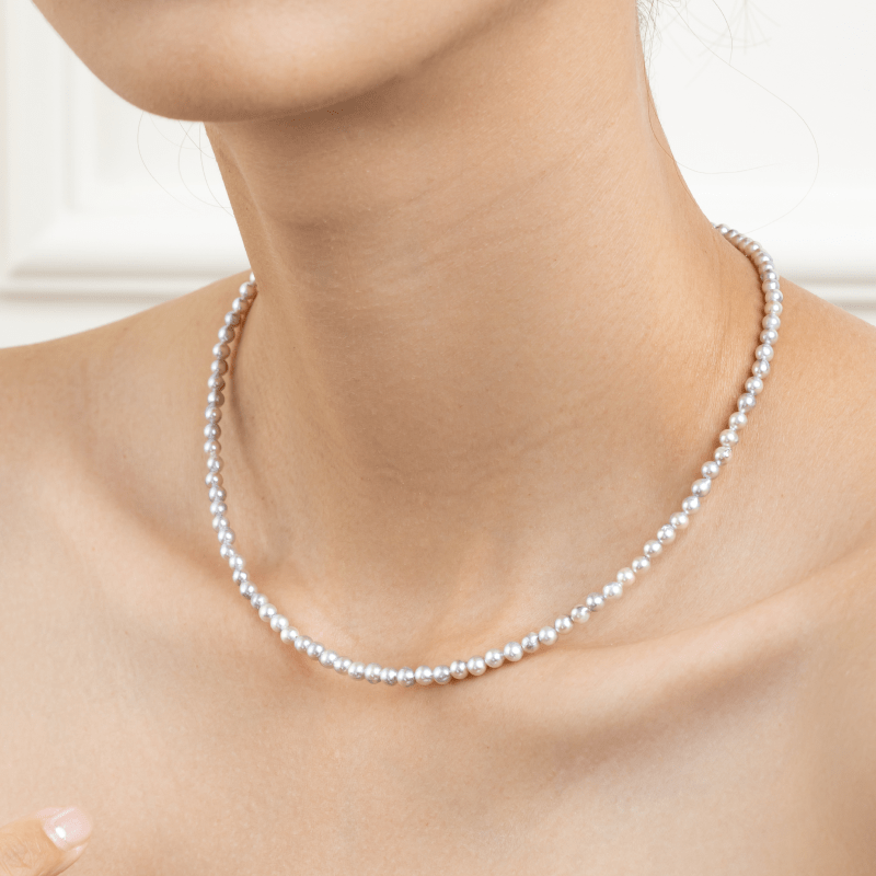 Akoya Baroque Pearl 18K Gold Powder Blue Strand Necklace - HELAS Jewelry