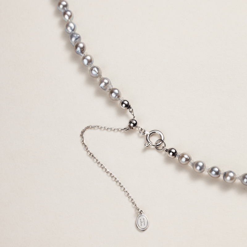 Akoya Baroque Pearl 18K Gold Powder Blue Strand Necklace - HELAS Jewelry