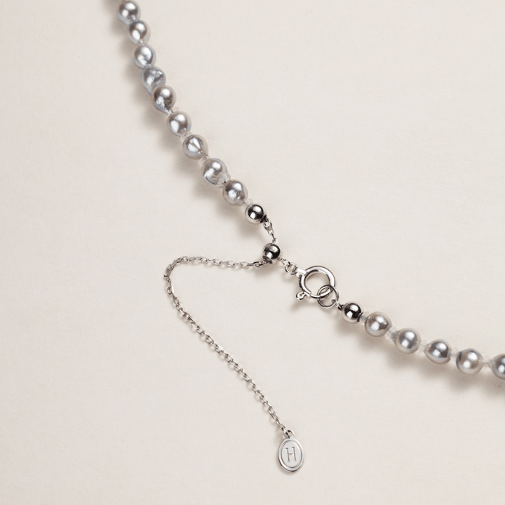 Akoya Baroque Pearl 18K Gold Powder Blue Strand Necklace - HELAS Jewelry