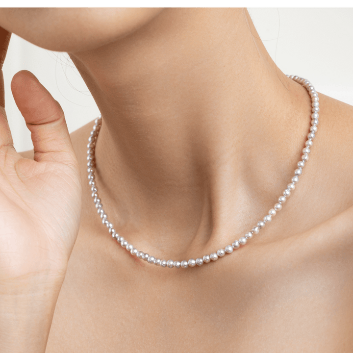 Akoya Baroque Pearl 18K Gold Powder Blue Strand Necklace - HELAS Jewelry
