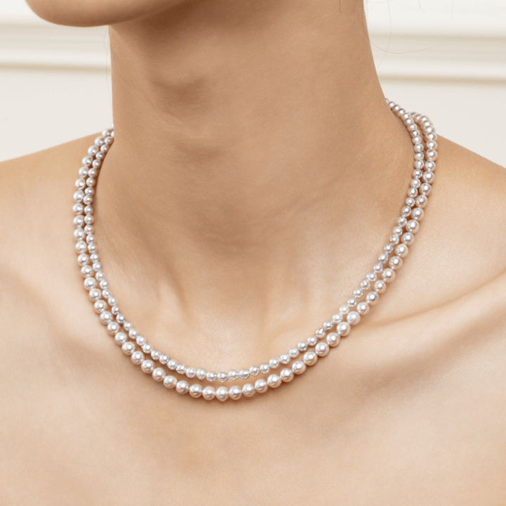 Akoya Baroque Pearl 18K Gold Powder Blue Strand Necklace - HELAS Jewelry