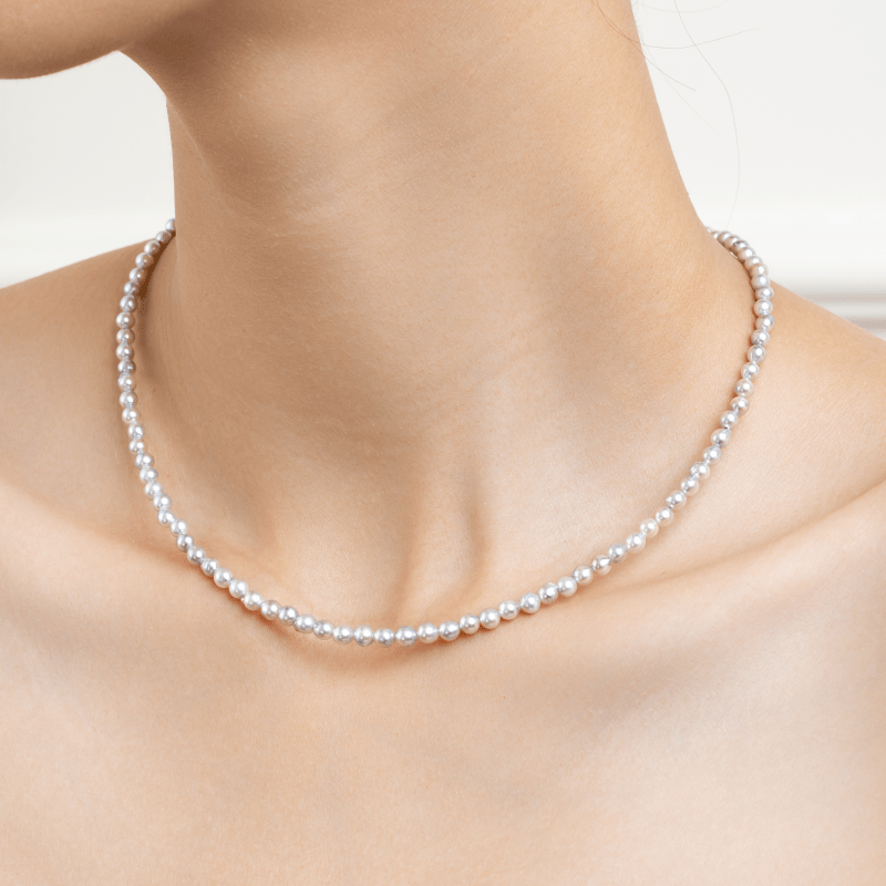 Akoya Baroque Pearl 18K Gold Powder Blue Strand Necklace - HELAS Jewelry