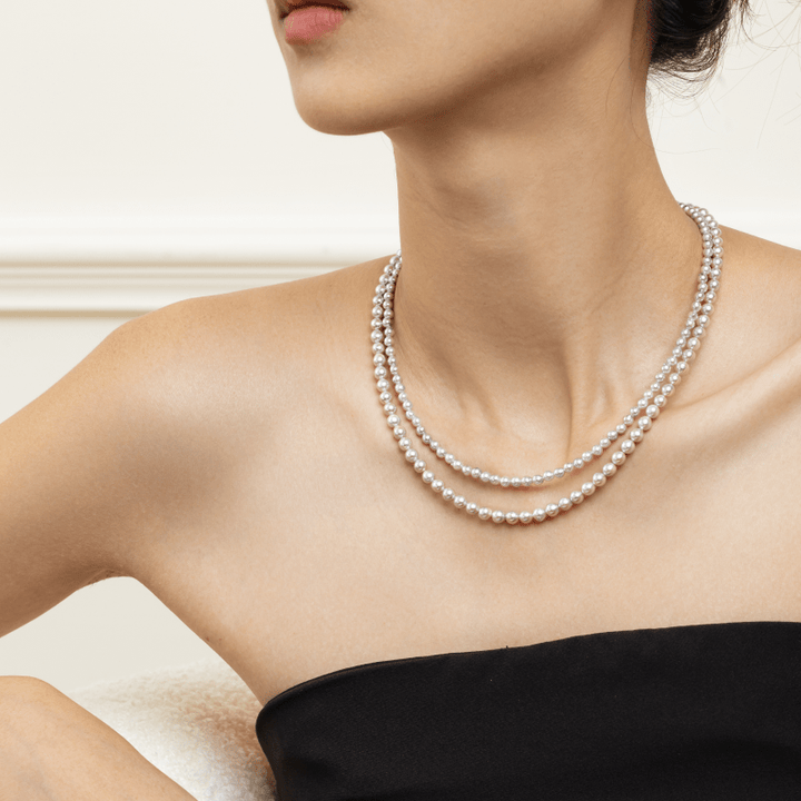 Akoya Baroque Pearl 18K Gold Powder Blue Strand Necklace - HELAS Jewelry