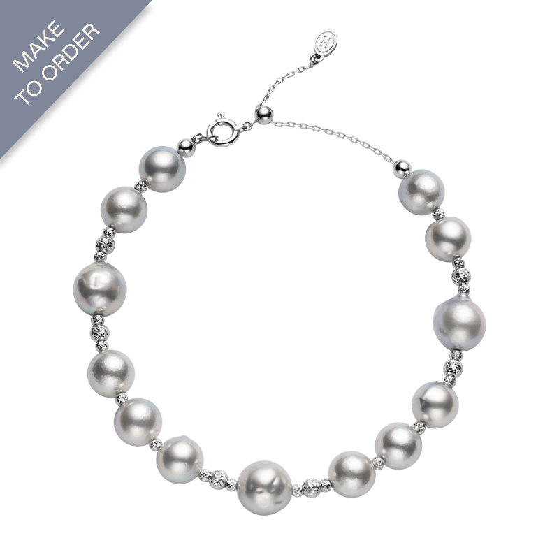 Akoya Bracelet Baroque Pearl 18K White Gold - HELAS Jewelry