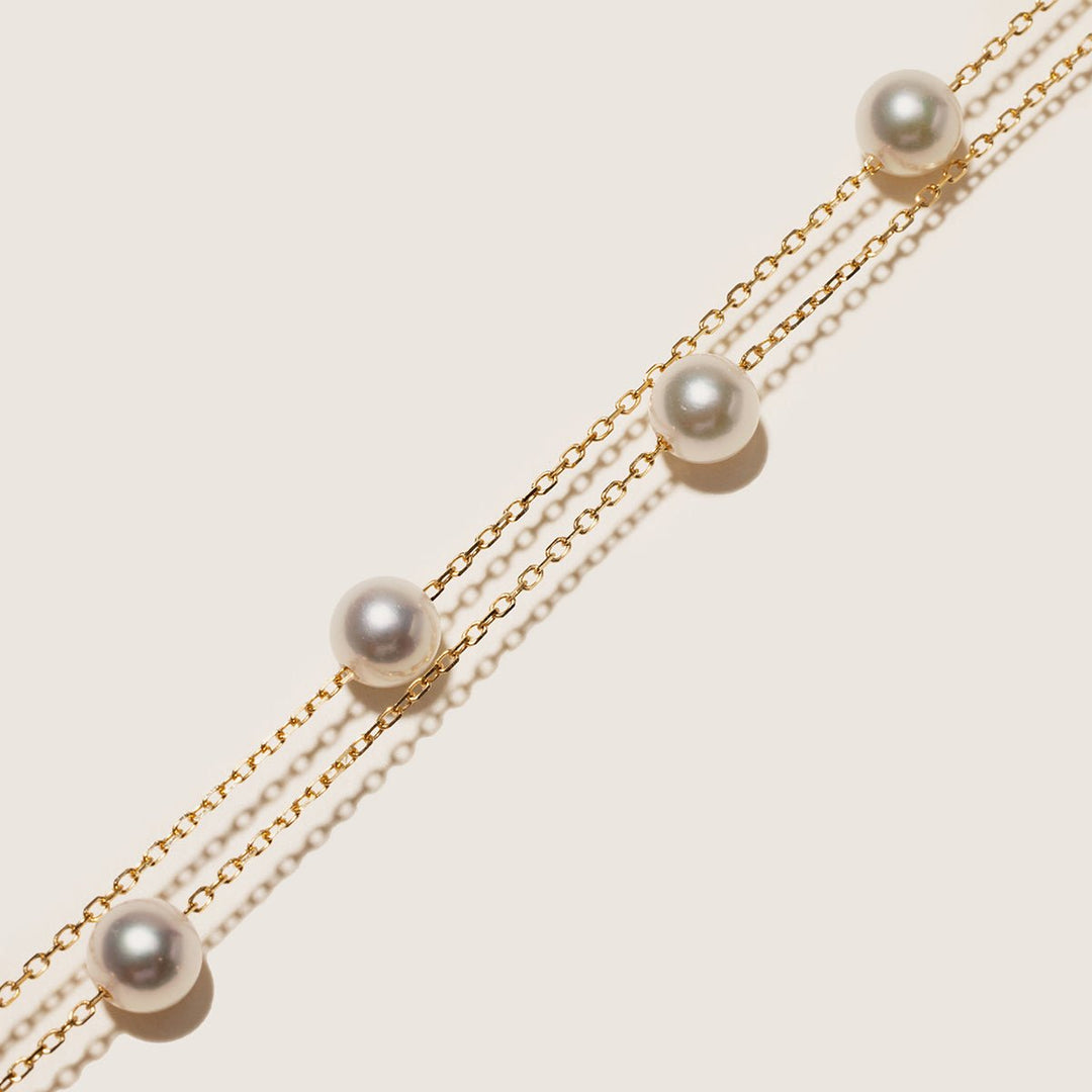 Akoya Pearl 18K Gold Baby's Breath Double Strand Bracelet - HELAS Jewelry
