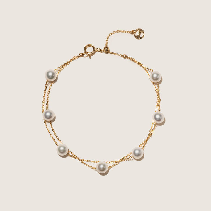 Akoya Pearl 18K Gold Baby's Breath Double Strand Bracelet - HELAS Jewelry