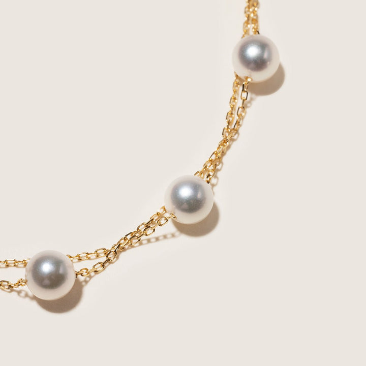 Akoya Pearl 18K Gold Baby's Breath Double Strand Bracelet - HELAS Jewelry