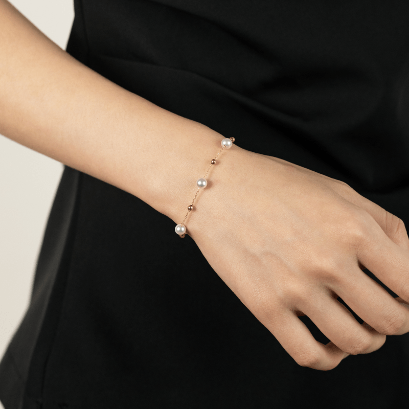 Akoya Pearl 18K Gold Baby's Breath Fashion Bracelet - HELAS Jewelry