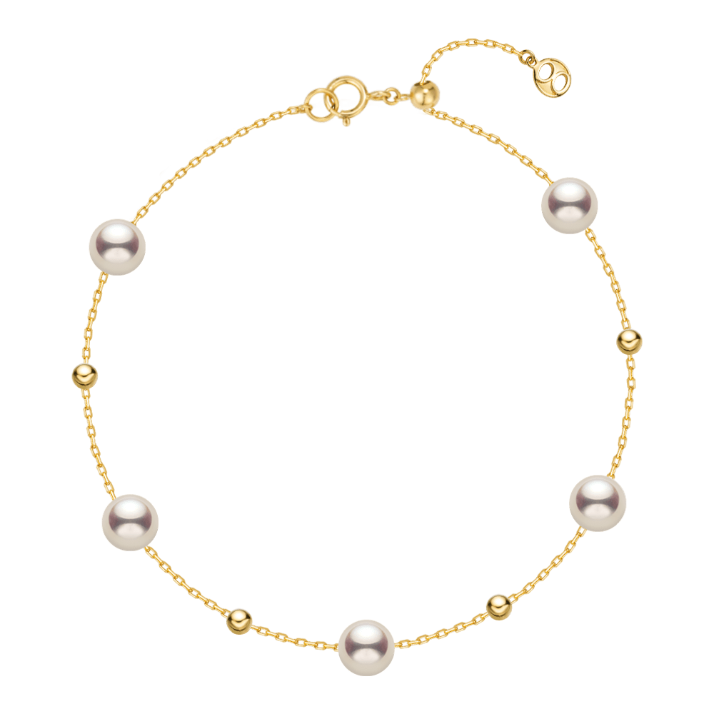 Akoya Pearl 18K Gold Baby's Breath Fashion Bracelet - HELAS Jewelry