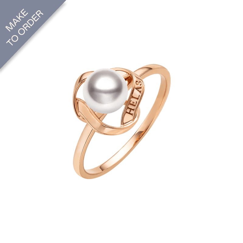 Akoya Pearl 18k Gold Camellia Design Ring - HELAS Jewelry