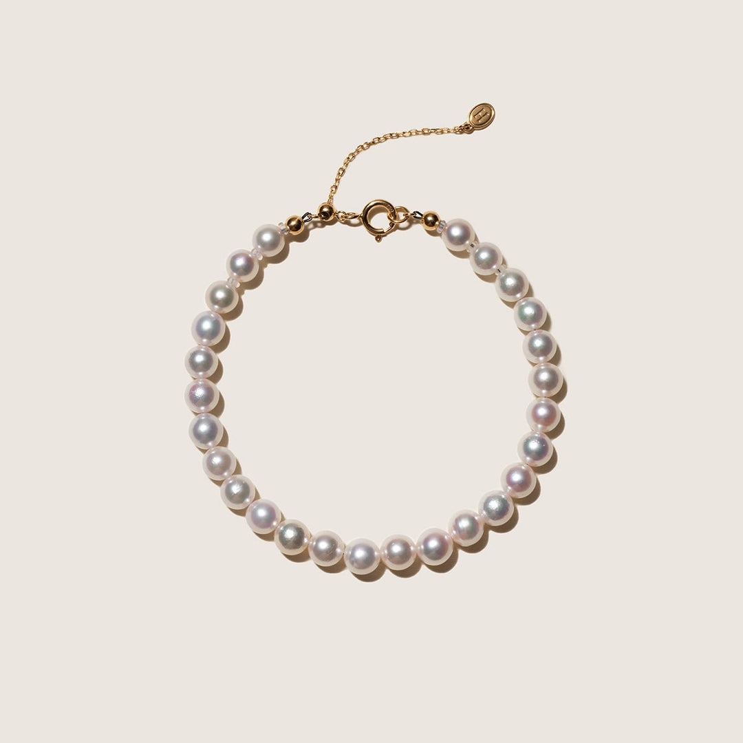 Akoya Pearl 18K Gold Classic Pearl Strand Bracelet - HELAS Jewelry