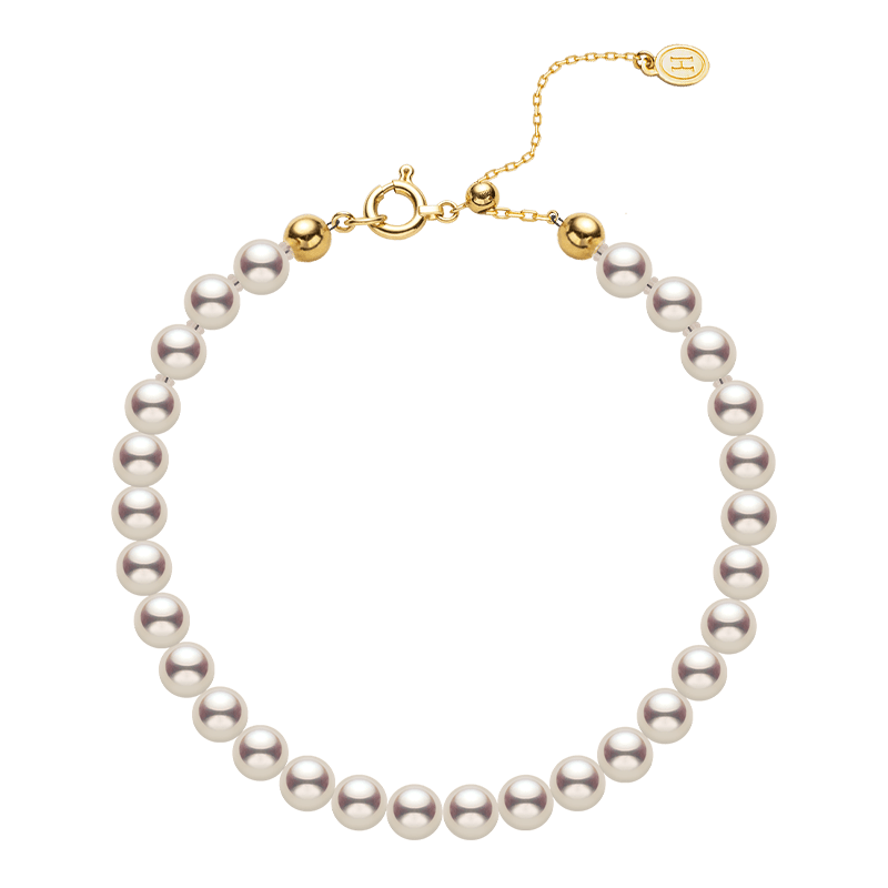 Akoya Pearl 18K Gold Classic Pearl Strand Bracelet - HELAS Jewelry