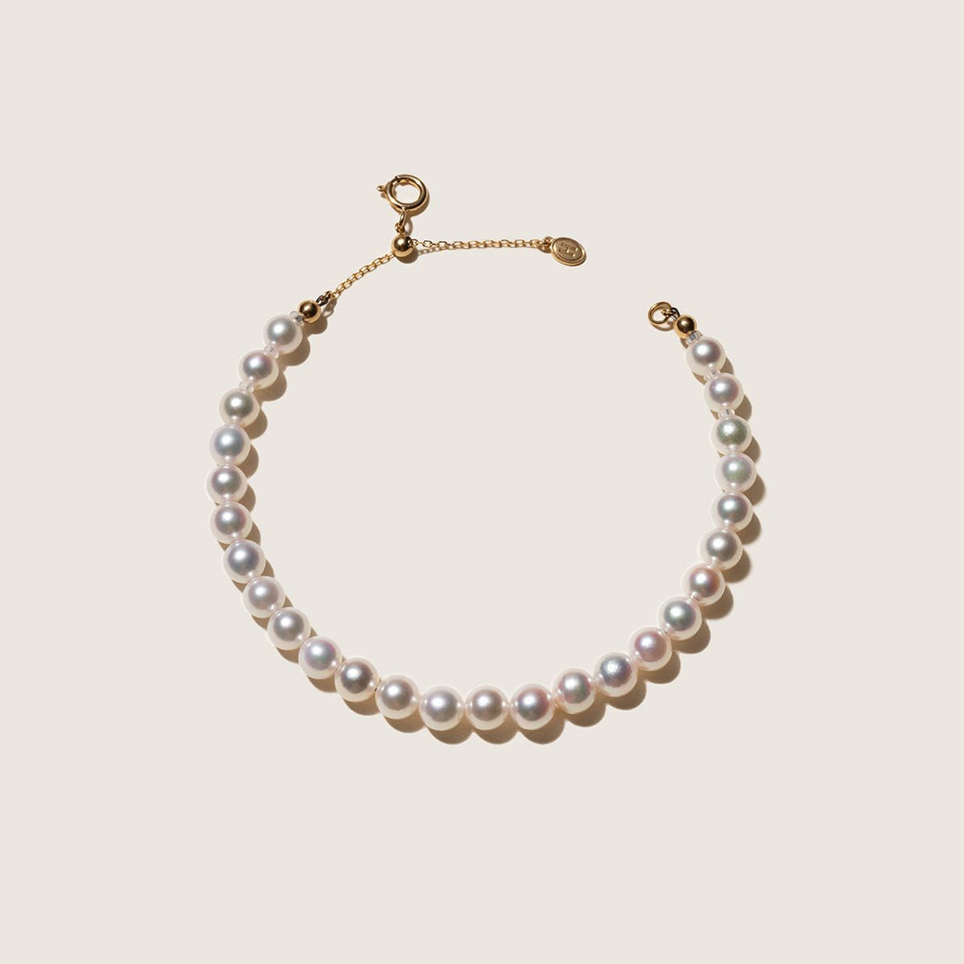 Akoya Pearl 18K Gold Classic Pearl Strand Bracelet - HELAS Jewelry
