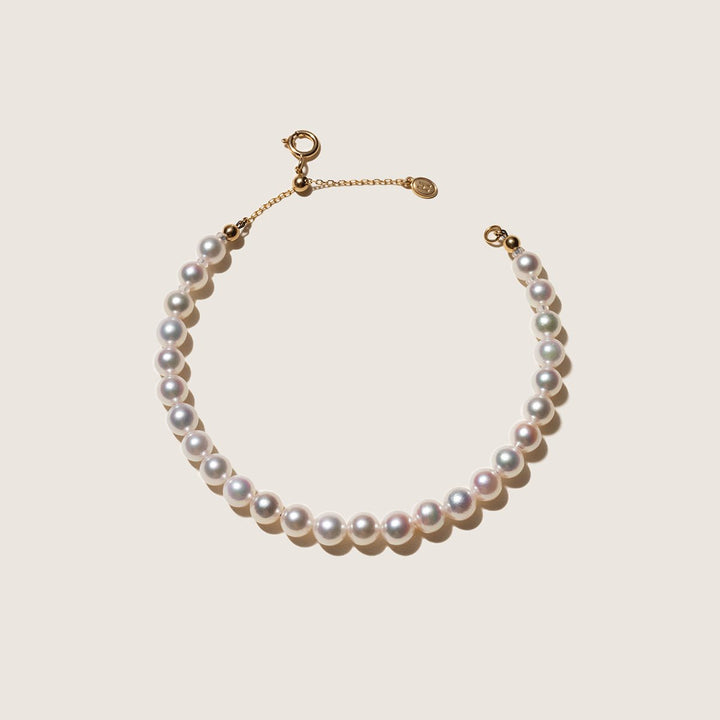 Akoya Pearl 18K Gold Classic Pearl Strand Bracelet - HELAS Jewelry
