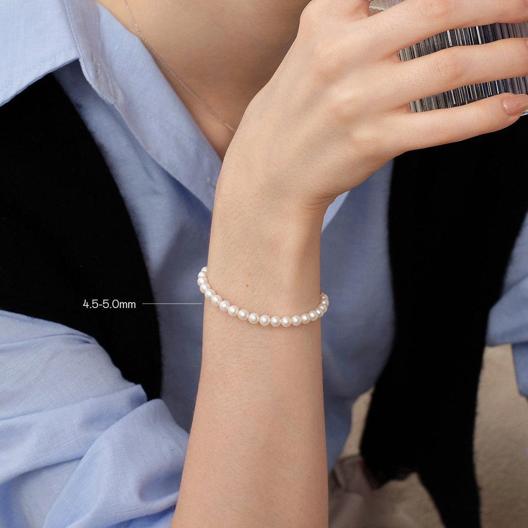 Akoya Pearl 18K Gold Classic Pearl Strand Bracelet - HELAS Jewelry