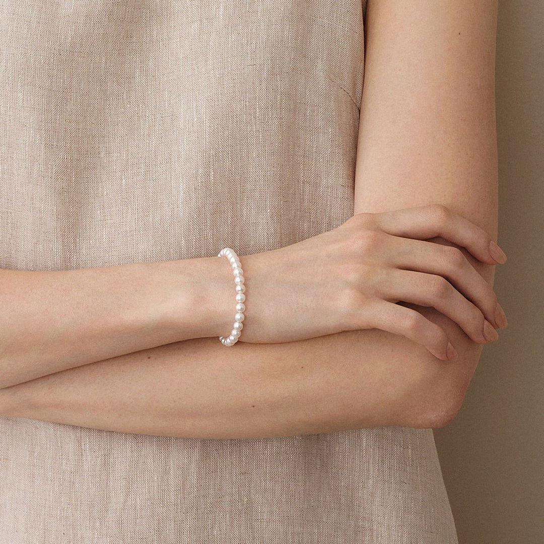 Akoya Pearl 18K Gold Classic Pearl Strand Bracelet - HELAS Jewelry