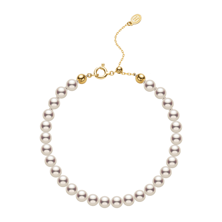 Akoya Pearl 18K Gold Classic Pearl Strand Bracelet - HELAS Jewelry