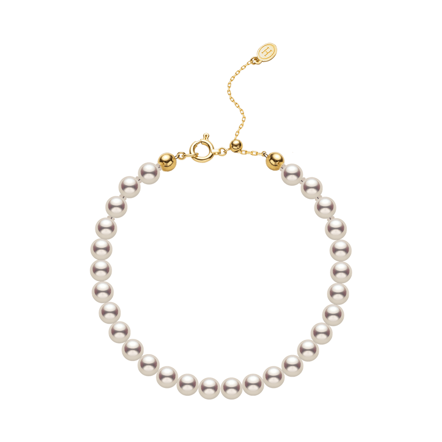 Akoya Pearl 18K Gold Classic Pearl Strand Bracelet - HELAS Jewelry