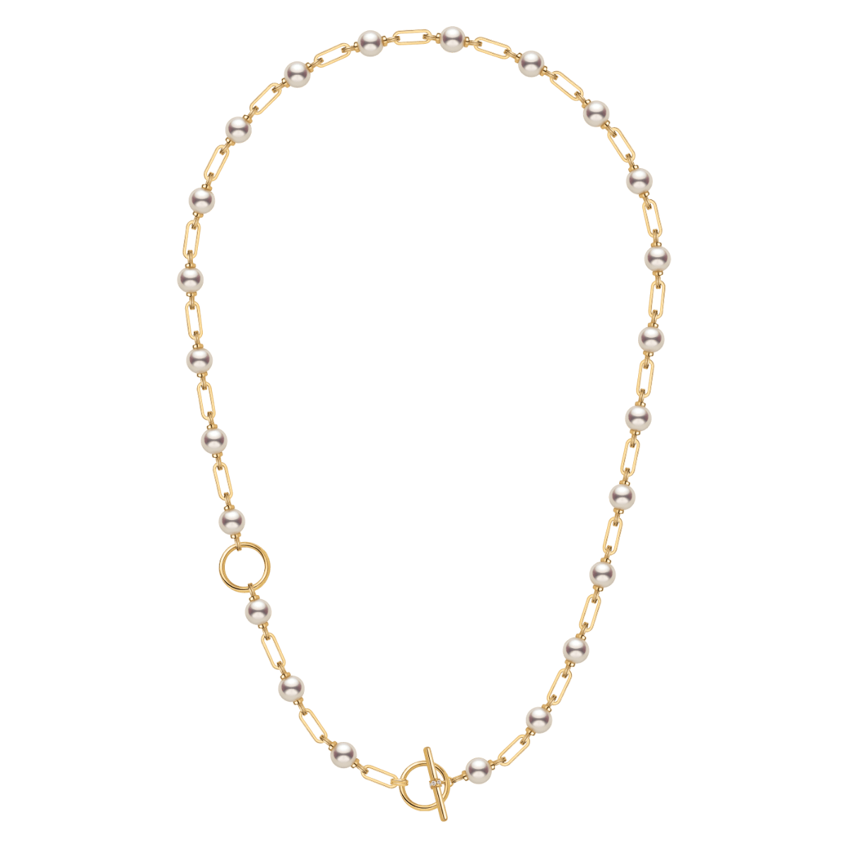 Akoya Pearl 18K Gold Diamond Harmonia Knot Chain Necklace - HELAS Jewelry