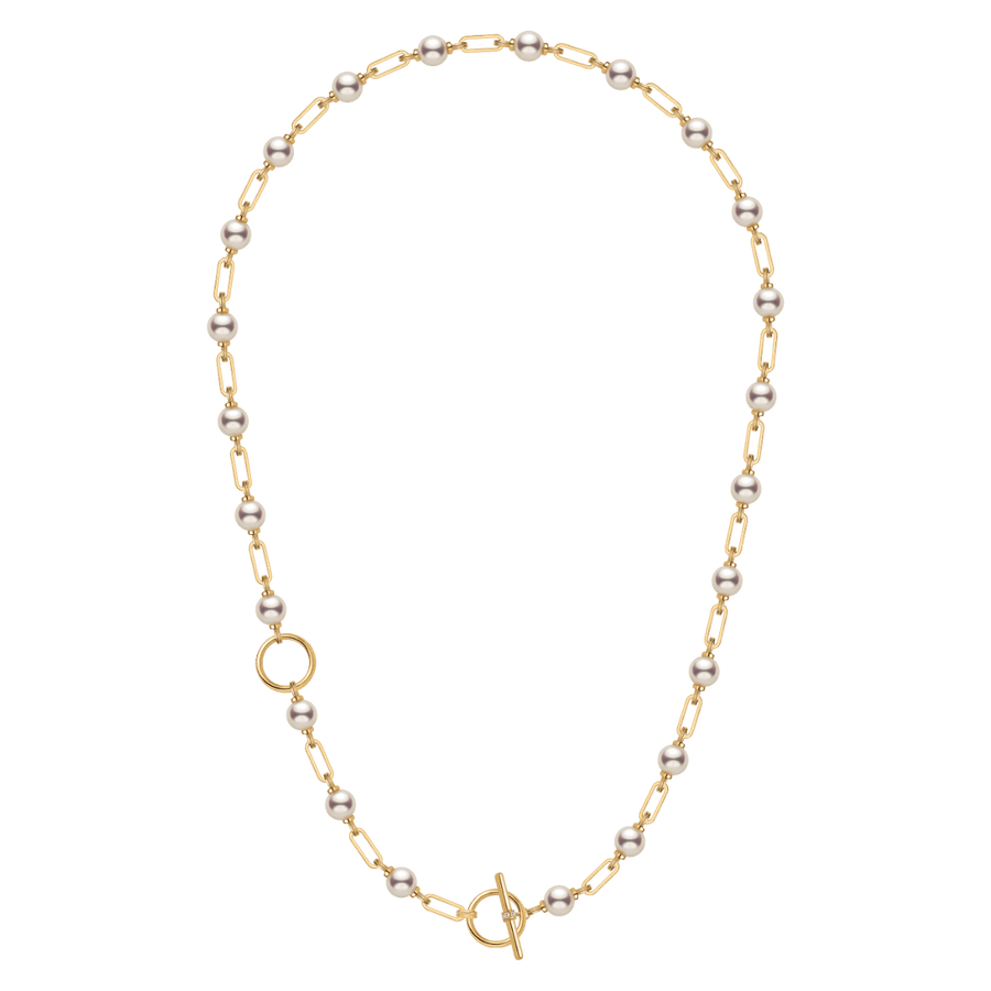 Akoya Pearl 18K Gold Diamond Harmonia Knot Chain Necklace - HELAS Jewelry