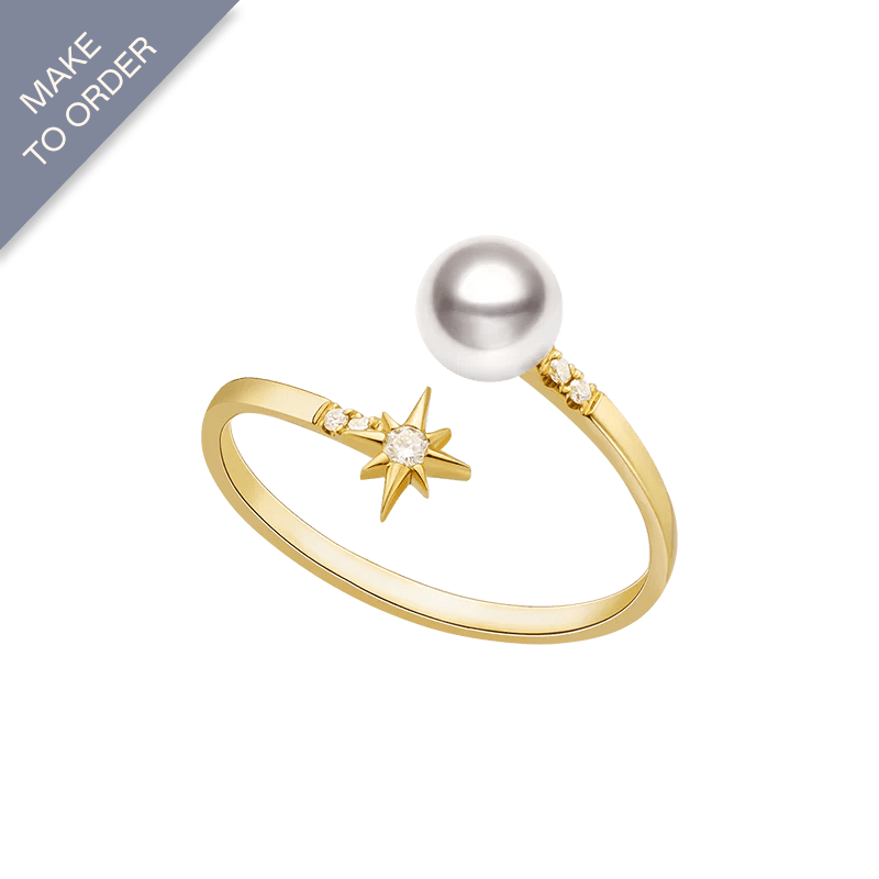 Akoya Pearl 18K Gold Diamond Ring - HELAS Jewelry