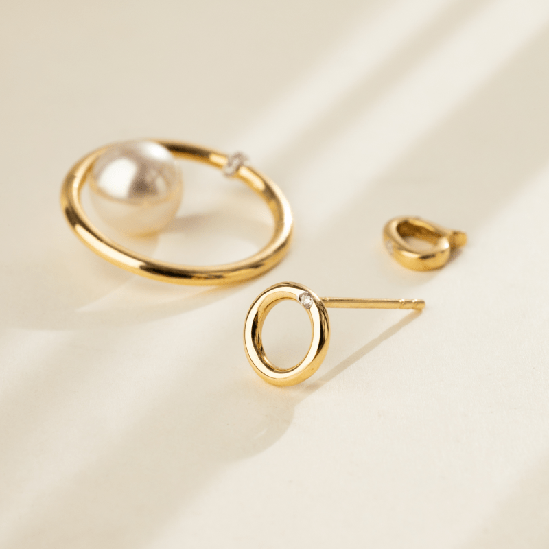 Akoya Pearl 18K Gold Diamonds Mutual Perfection Earrings - HELAS Jewelry