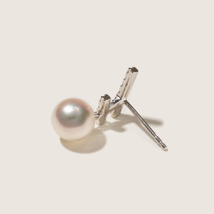 Akoya Pearl 18K Gold Diamonds Sparkle Flying Earrings - HELAS Jewelry