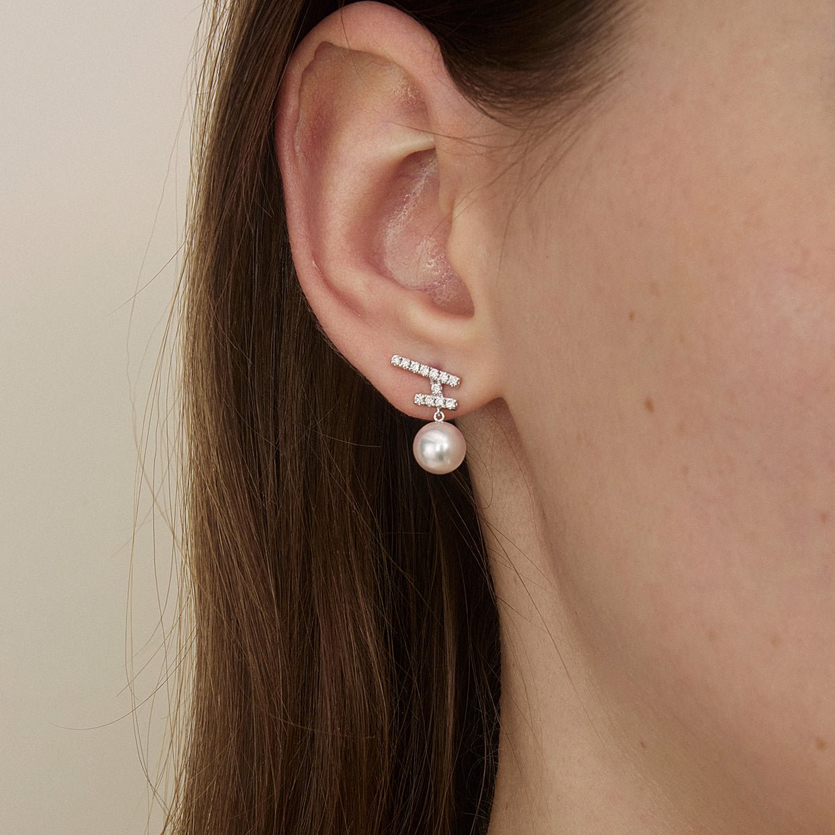 Akoya Pearl 18K Gold Diamonds Sparkle Flying Earrings - HELAS Jewelry