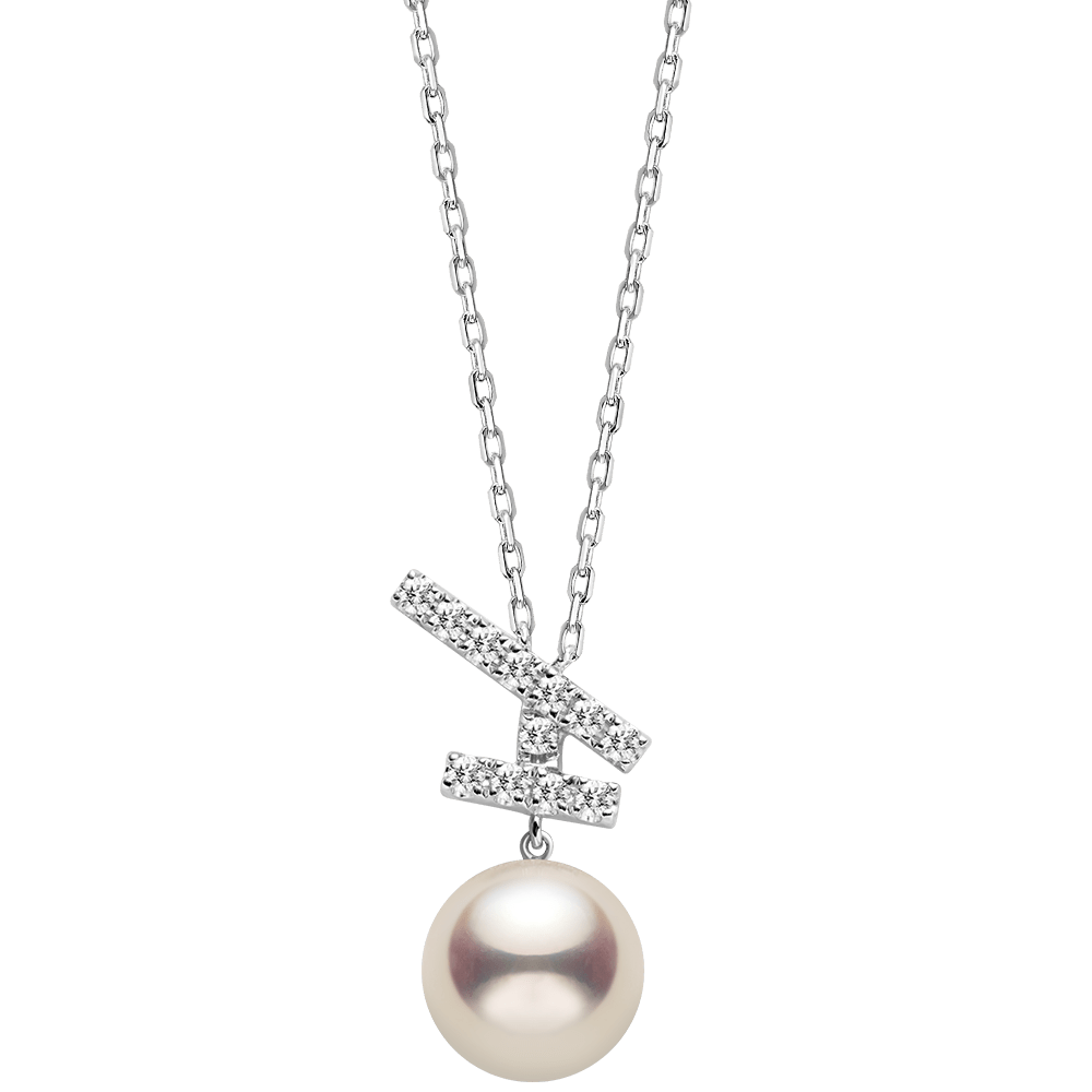 Akoya Pearl 18K Gold Diamonds Sparkle Flying Necklace - HELAS Jewelry