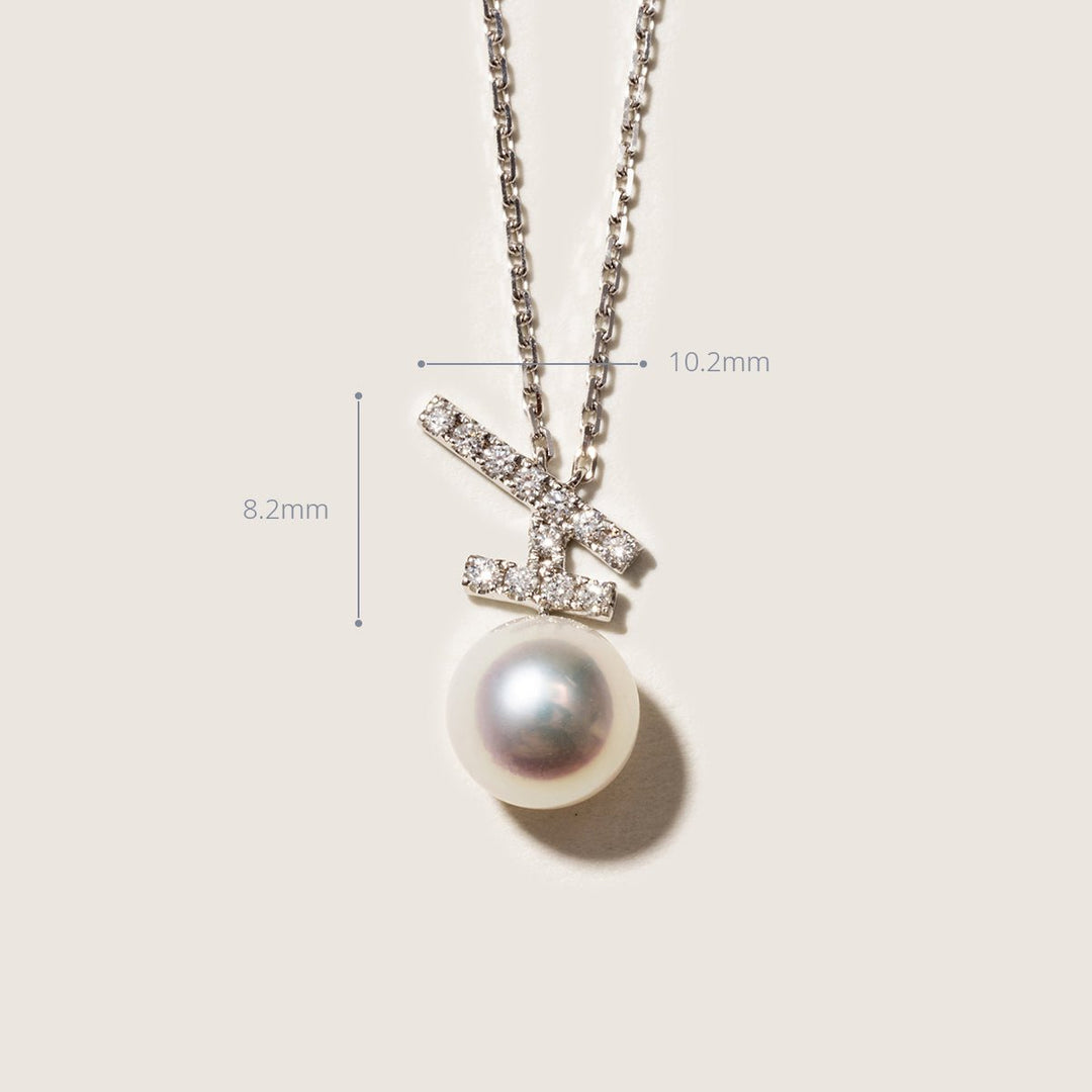 Akoya Pearl 18K Gold Diamonds Sparkle Flying Necklace - HELAS Jewelry