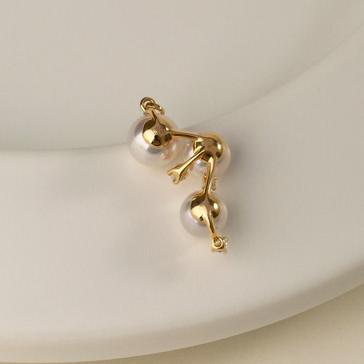 Akoya Pearl 18K Gold Diamonds Starry Night Pendant Necklace - HELAS Jewelry