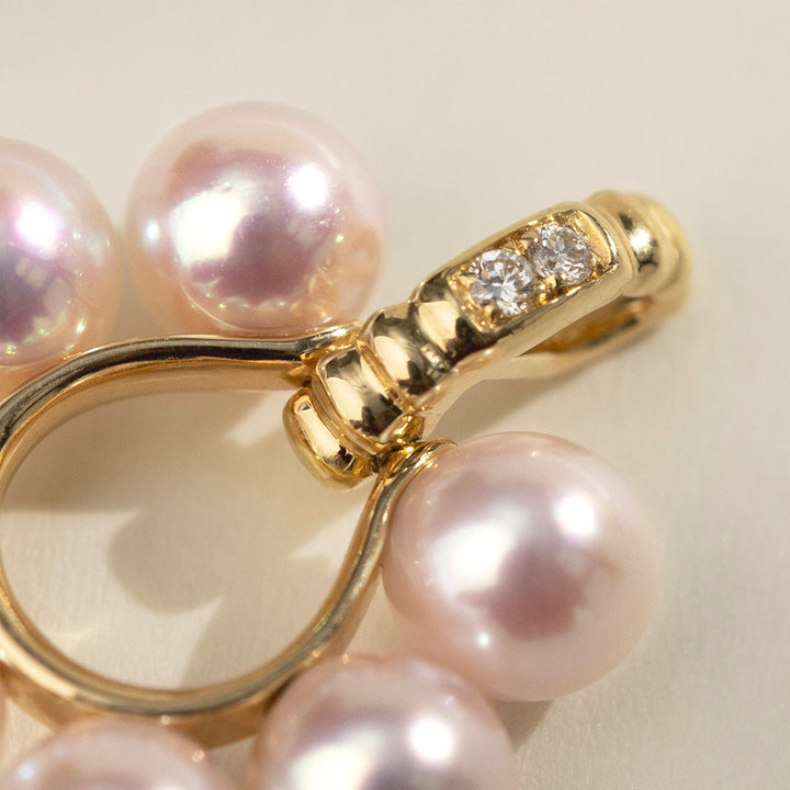 Akoya Pearl 18K Gold Diamonds Sunlight Pendant Necklace - HELAS Jewelry