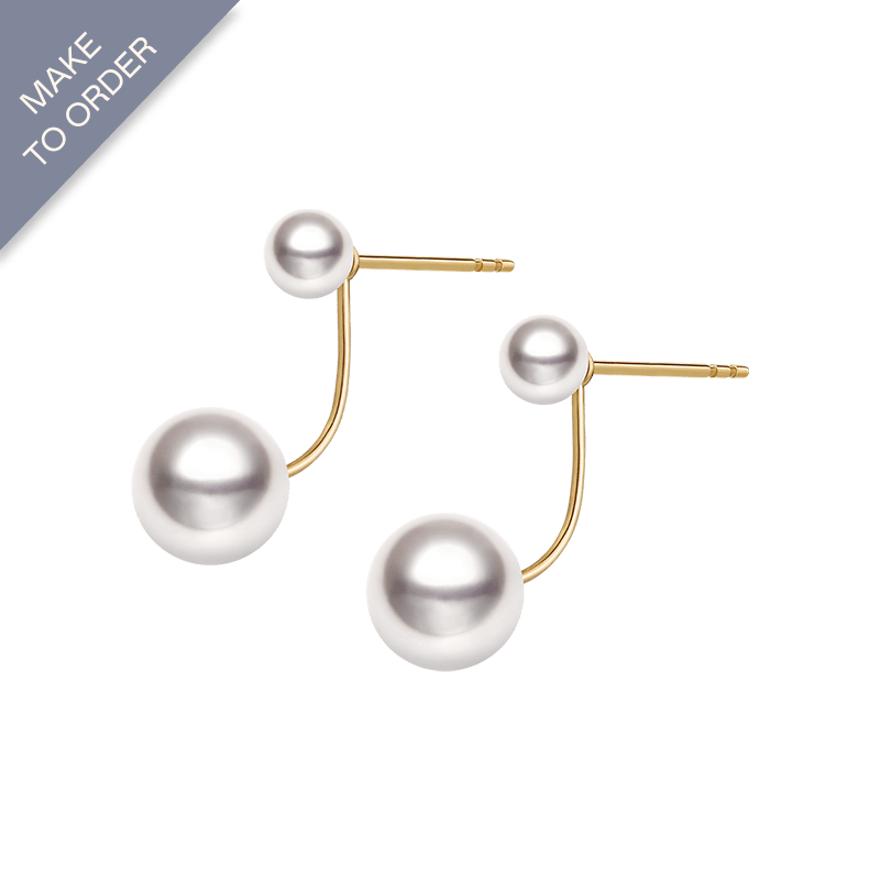 Akoya Pearl 18K Gold Dimple Ear Hanger Earrings - HELAS Jewelry