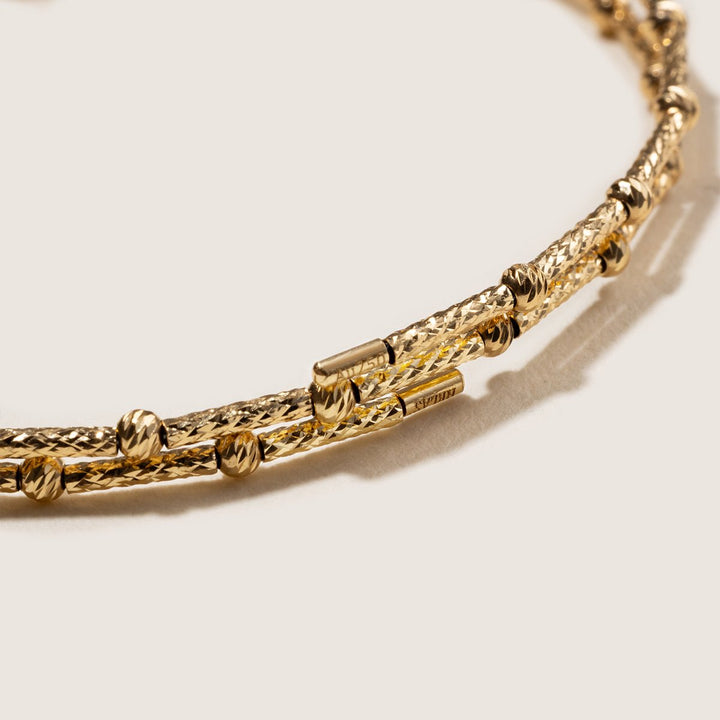 Akoya Pearl 18K Gold Double - Layer Stretch Bracelet - HELAS Jewelry