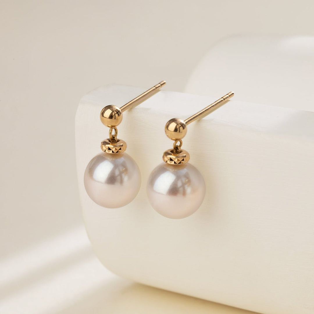 Akoya Pearl 18K Gold Italian Stud Earrings - HELAS Jewelry